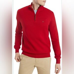 Tommy Hilfiger Men's Long Sleeve Cotton Quarter Zip Pull Over Sweater